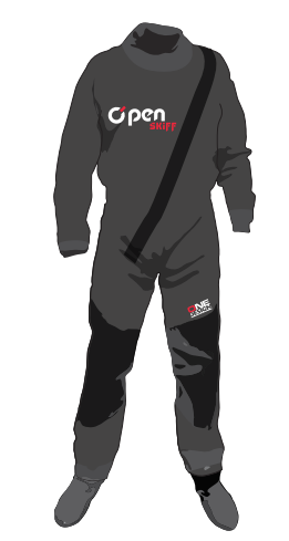 Trockenanzug mit O'pen SKIFF Branding